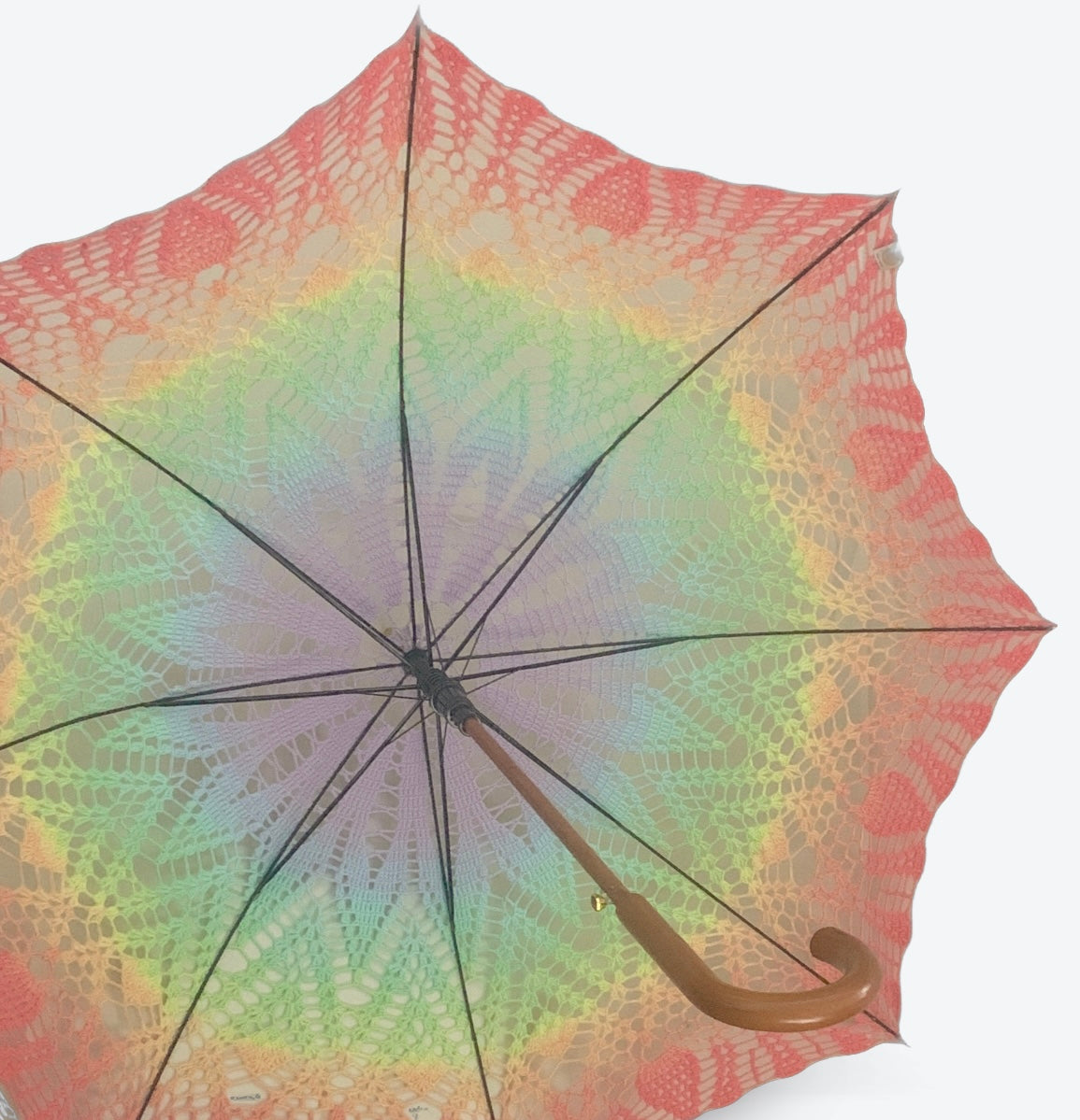 Pastel Gay Pride Flag in Spikes and Diamonds pattern 48" Parasol