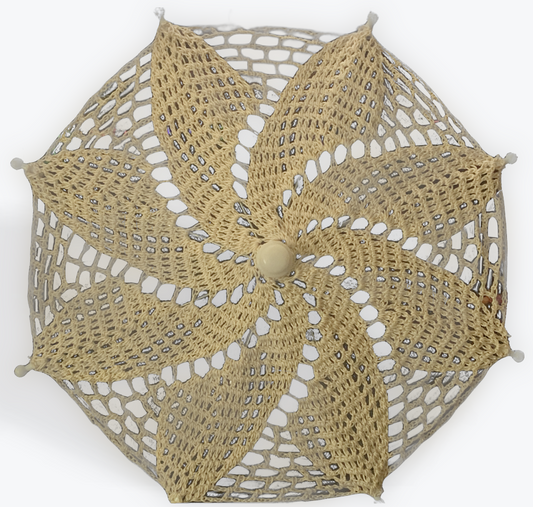 Ecru 12" Parasol with Crochet Starburst Mandala - Stitchy Frood