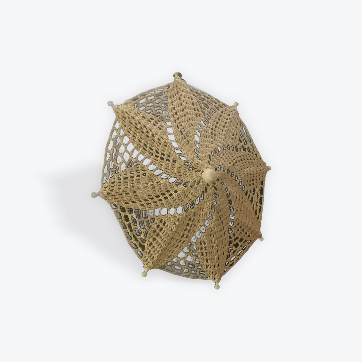 Ecru 12" Parasol with Crochet Starburst Mandala - Stitchy Frood