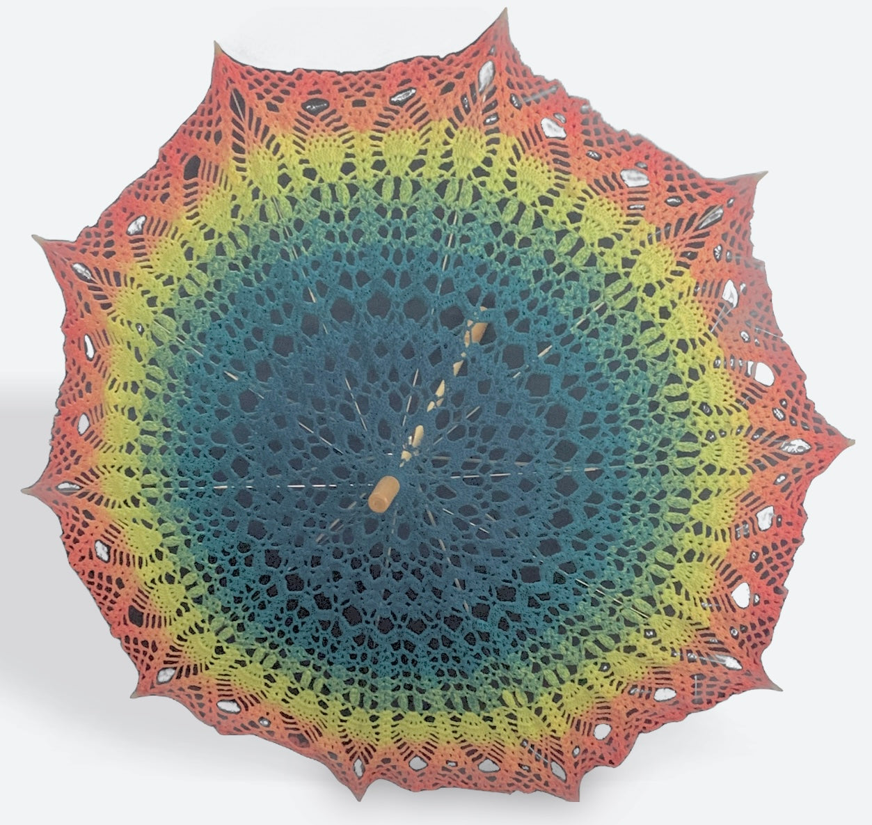 Neon Teal, Yellow and Orange 33" Parasol - OOAK