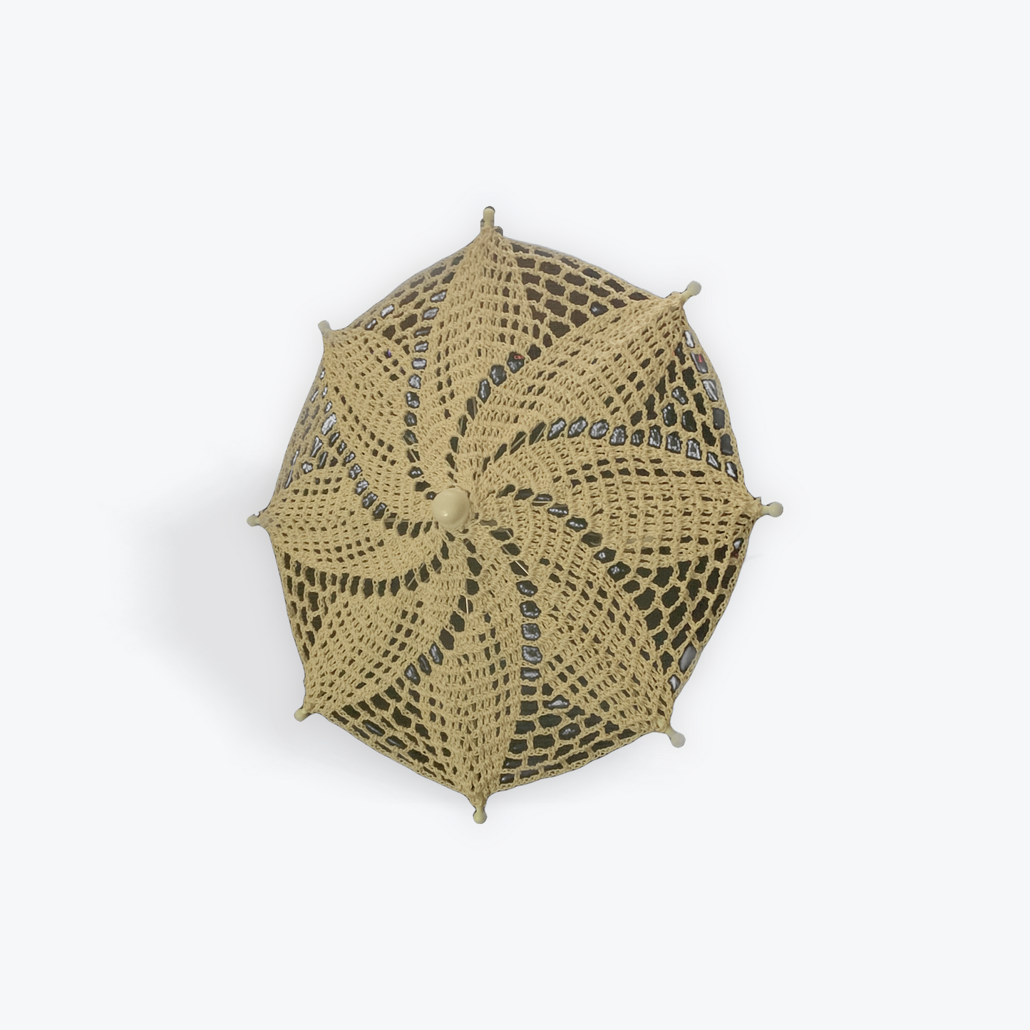 Ecru 12" Parasol with Crochet Starburst Mandala - Stitchy Frood