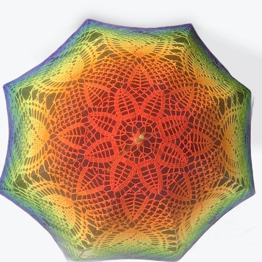 Gay Pride Flag Rainbow 48" Crochet Parasol - All Flowers Pattern