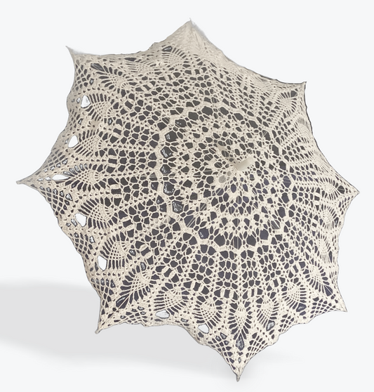 Regency Era White 30" Crochet Mandala Parasol - Stitchy Frood