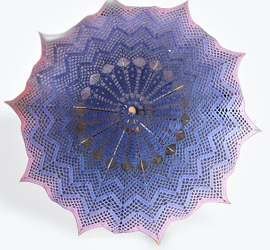 Blue Chevron with Pink Edging 33" Parasol - Stitchy Frood