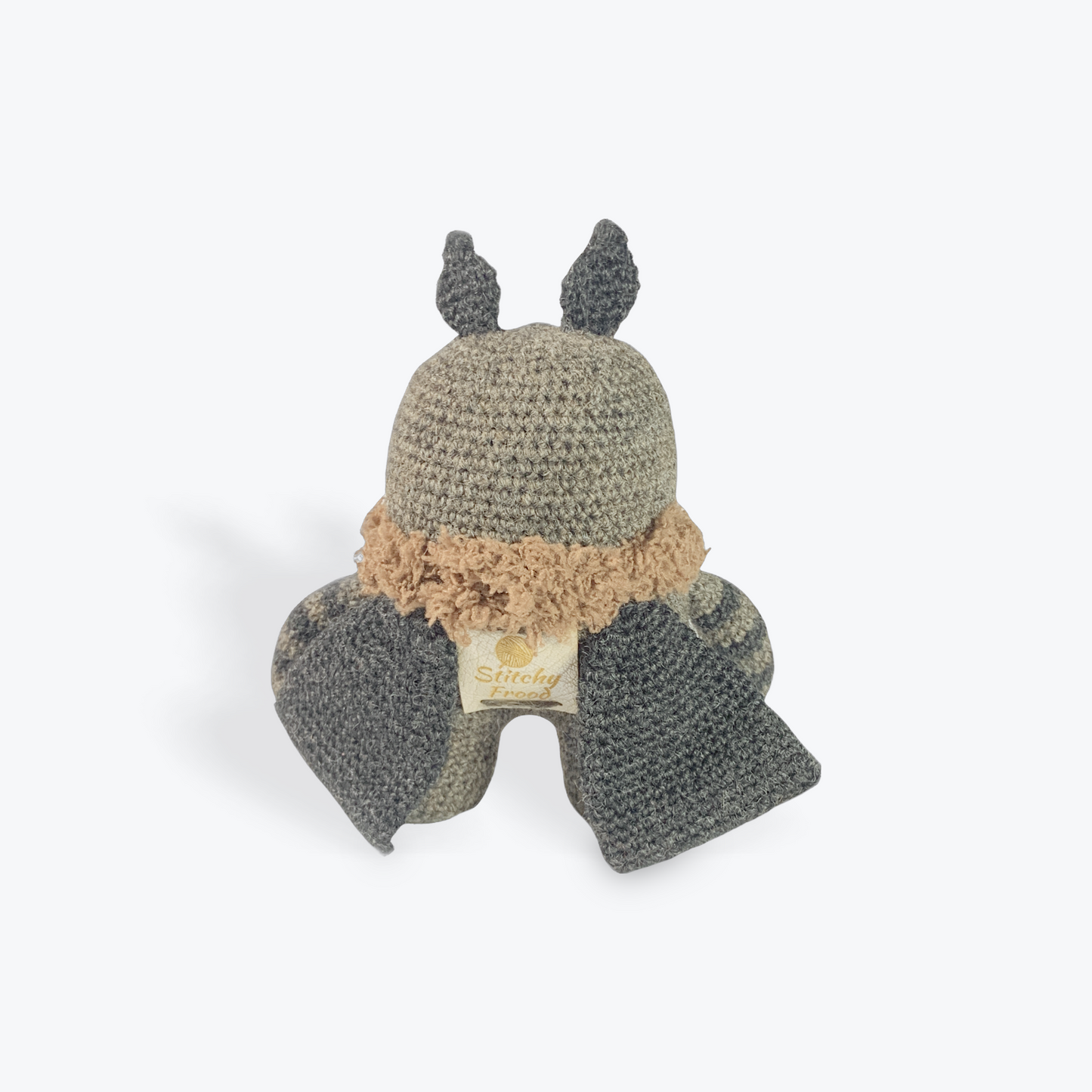 Pocket-sized Mothman in grey and black
