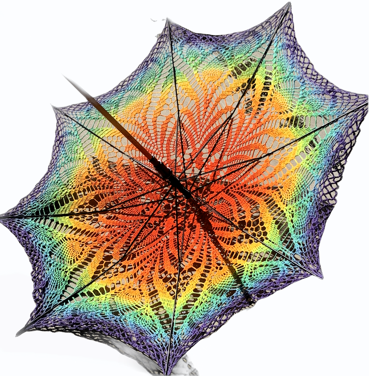 Gay Pride Flag Rainbow 48" Crochet Mandala Parasol - Stitchy Frood