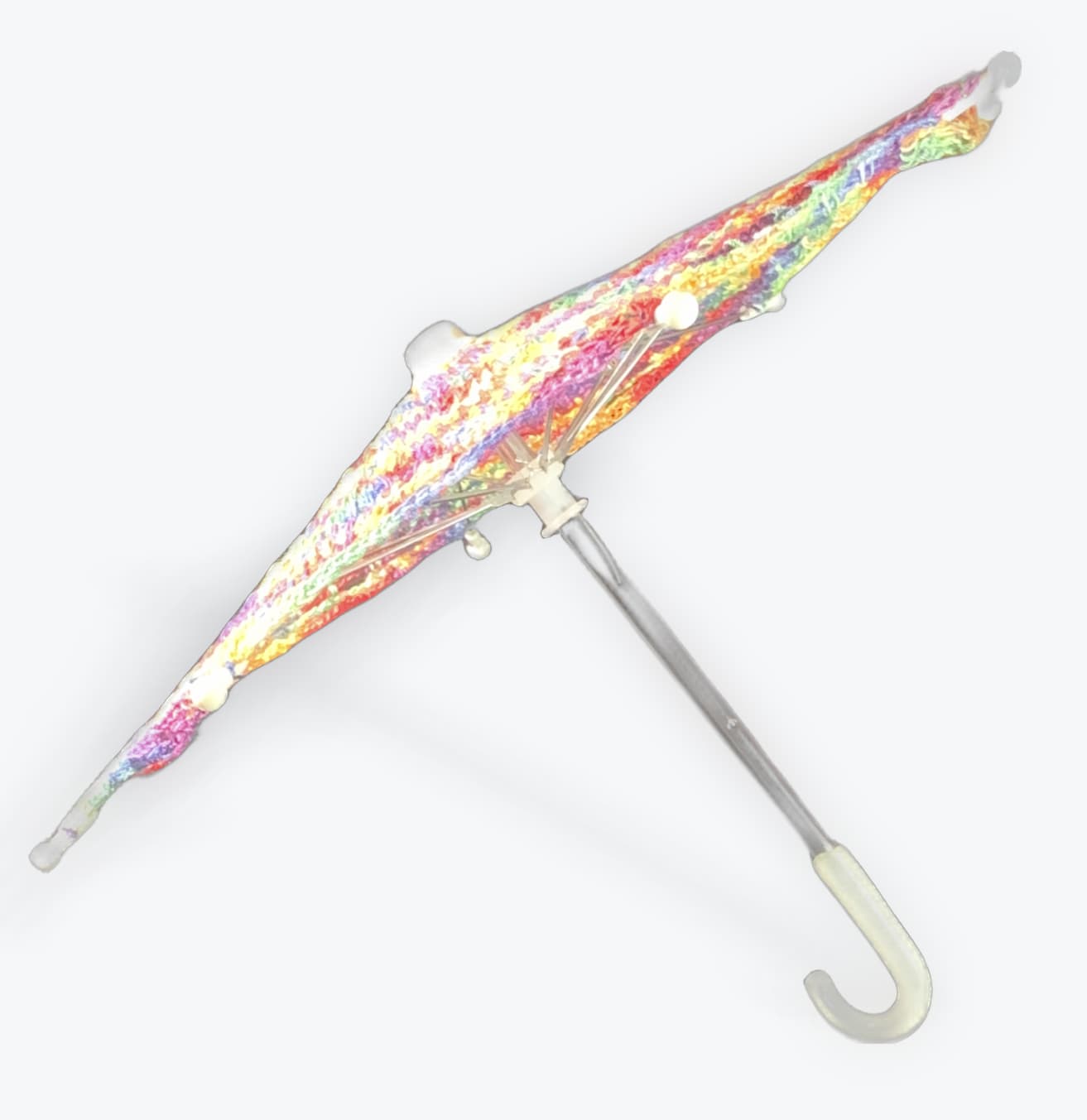 Gay Pride Rainbow Flag 12" Parasol with Crochet Starburst Mandala