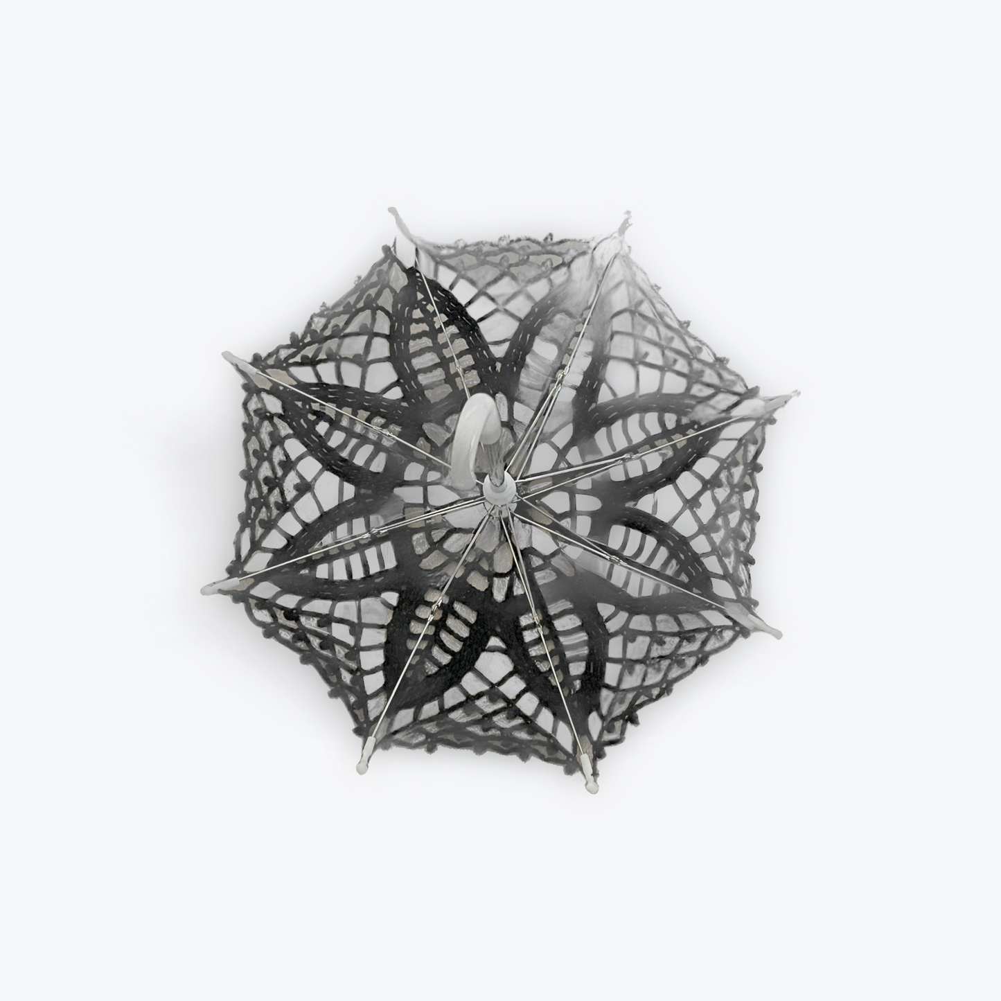 Black 12" Parasol w Daisy pattern