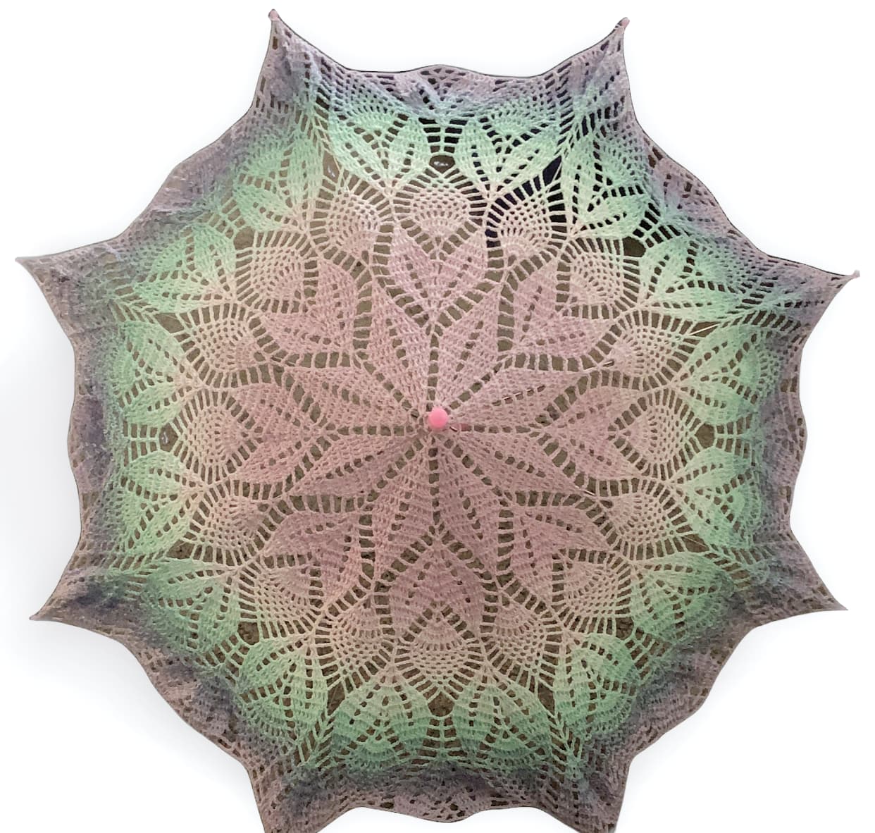 Pink, teal, blue, purple Pineapples and Leaves 30" Parasol