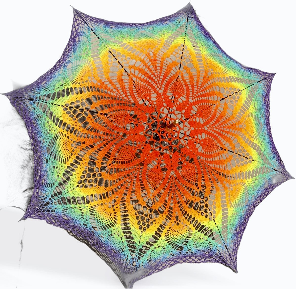 Gay Pride Flag Rainbow 48" Crochet Mandala Parasol - Stitchy Frood