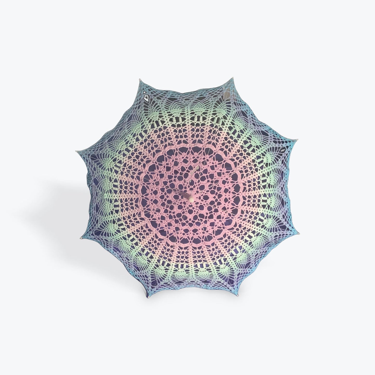 Pink, teal, and blue 30" Parasol