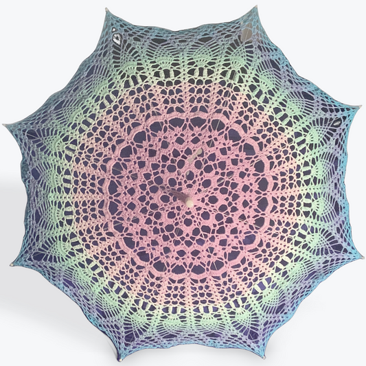Pink Teal and Blue 30" Parasol - Stitchy Frood