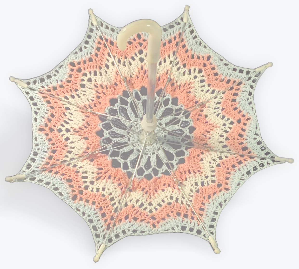 Trans Pride Flag 12" Parasol with Crochet Chevron Mandala - Stitchy Frood