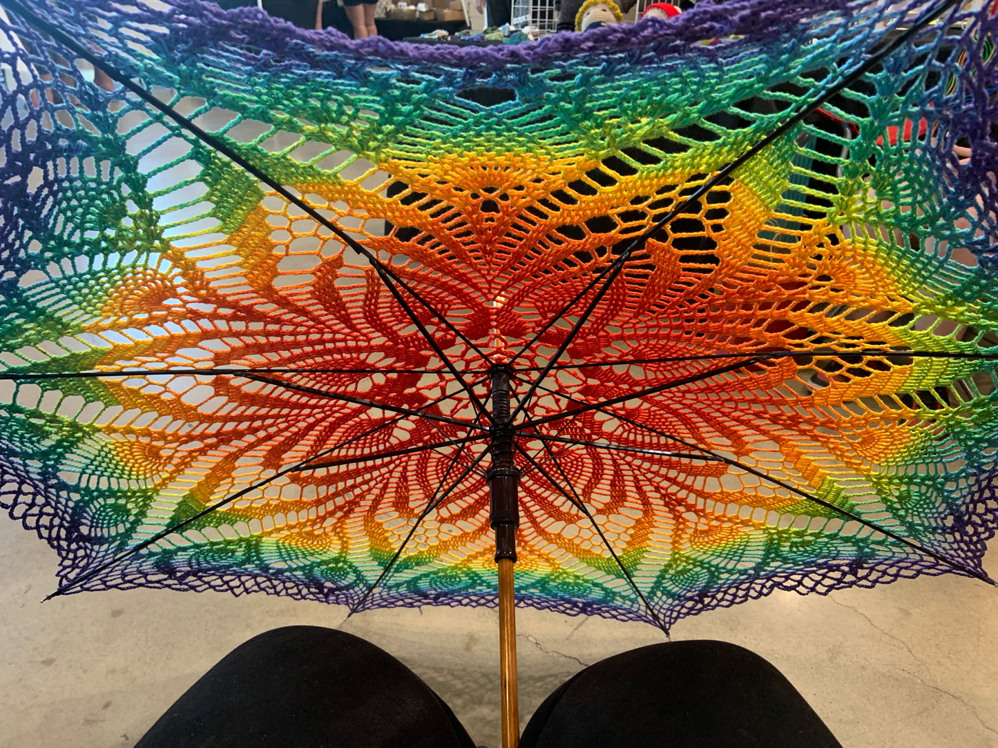 Gay Pride Flag Rainbow 48" Crochet Mandala Parasol - Stitchy Frood