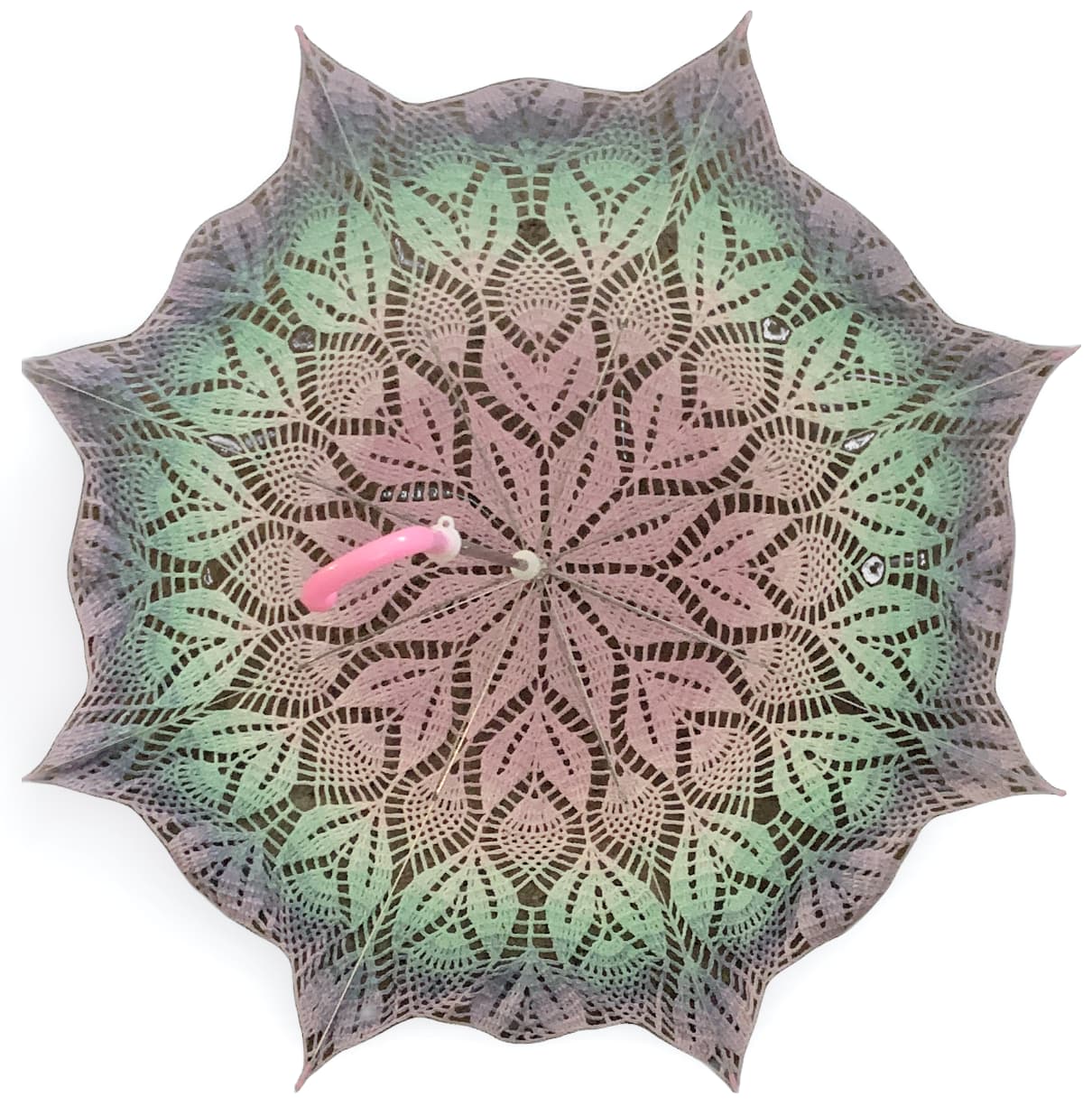 Pink, teal, blue, purple Pineapples and Leaves 30" Parasol