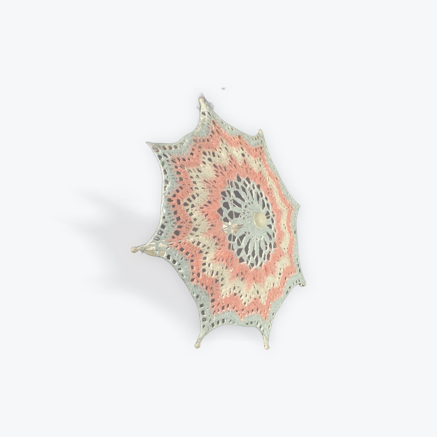 Trans Pride Flag 12" Parasol with Crochet Chevron Mandala - Stitchy Frood