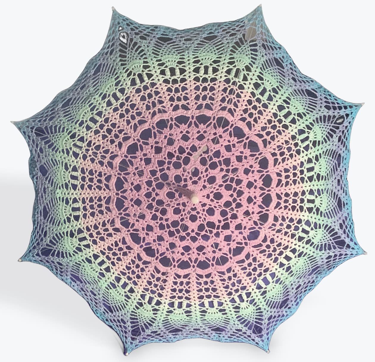 Pink, teal, and blue 30" Parasol