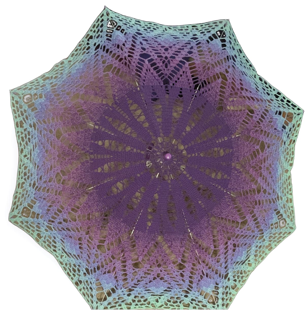 Purple, blue, and teal Spikes and Diamonds 30" Parasol