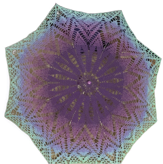 Purple, blue, and teal Spikes and Diamonds 30" Parasol