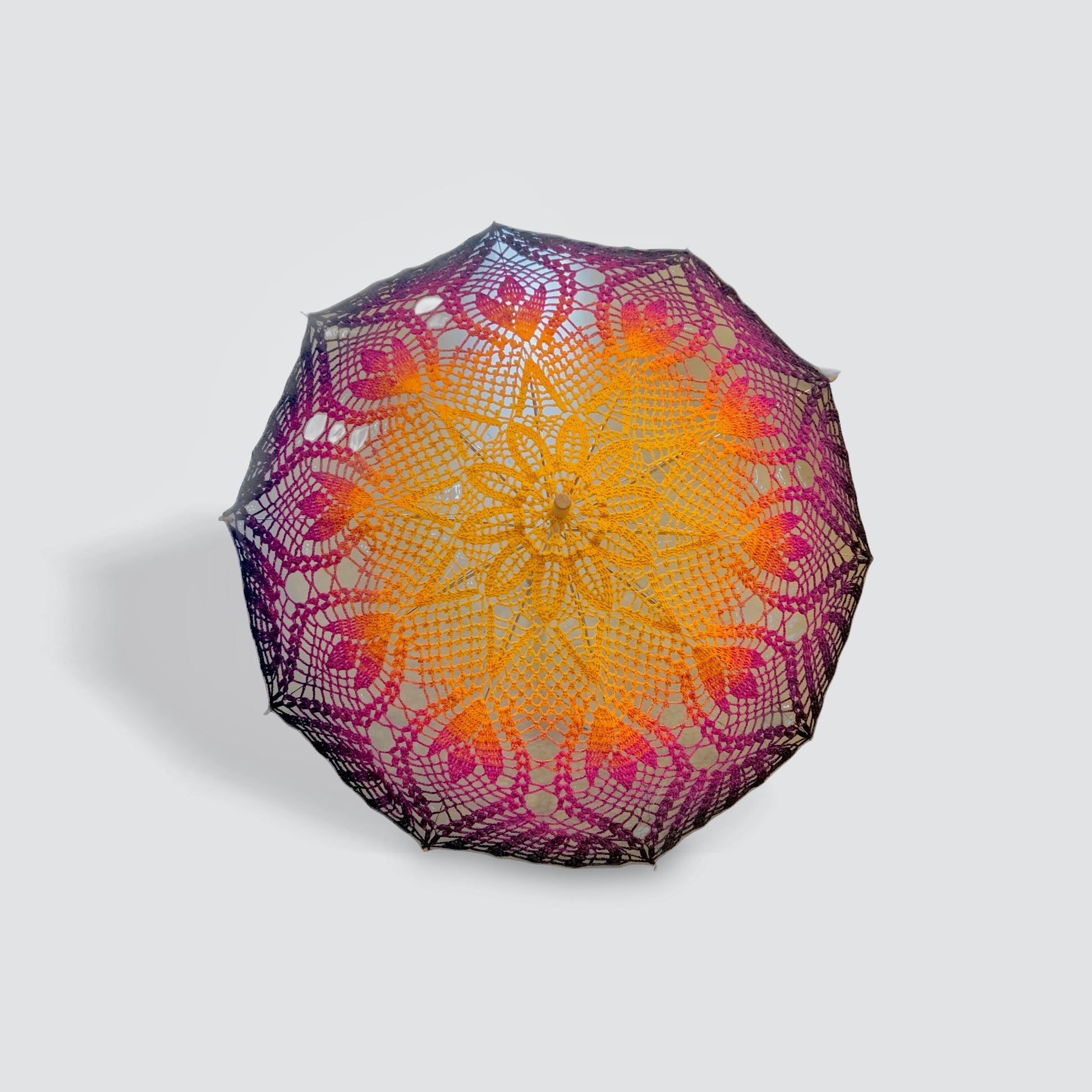 All Flowers, Yellow to Pink to Black Gradient 33" Parasol - Stitchy Frood