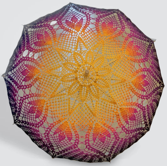 All Flowers, Yellow to Pink to Black Gradient 33" Parasol - Stitchy Frood