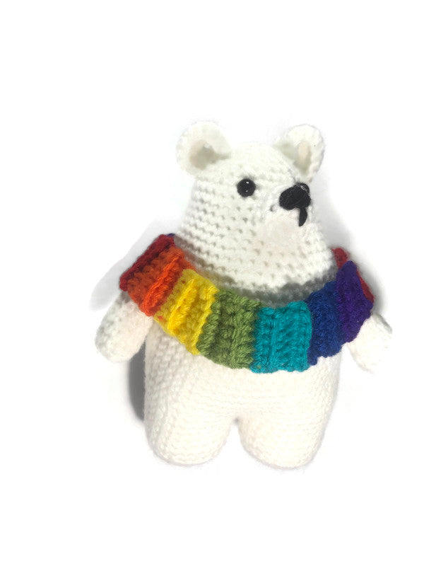 Gay Pride Flag Polar Bear Amigurumi - Stitchy Frood