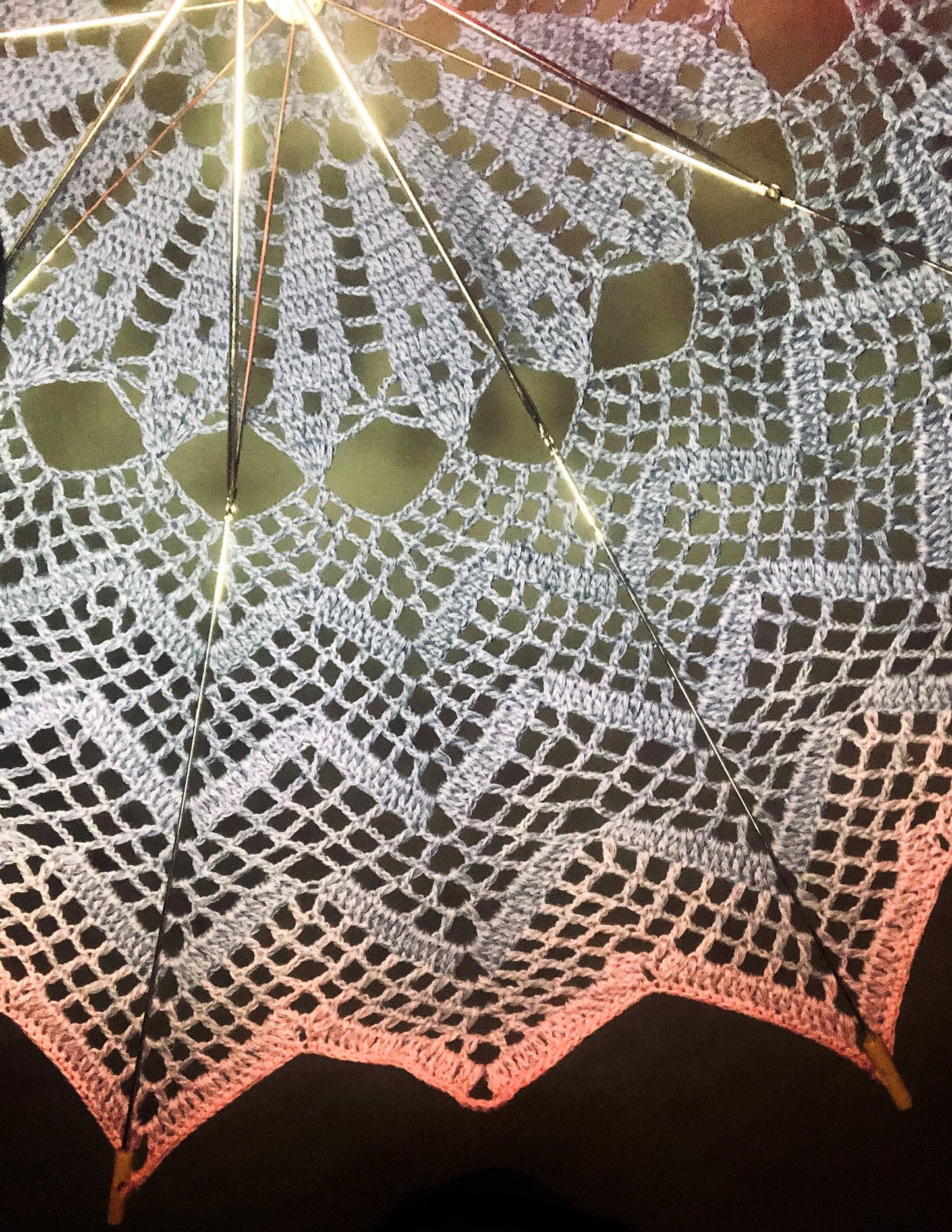 Blue Chevron with Pink Edging 33" Parasol - Stitchy Frood