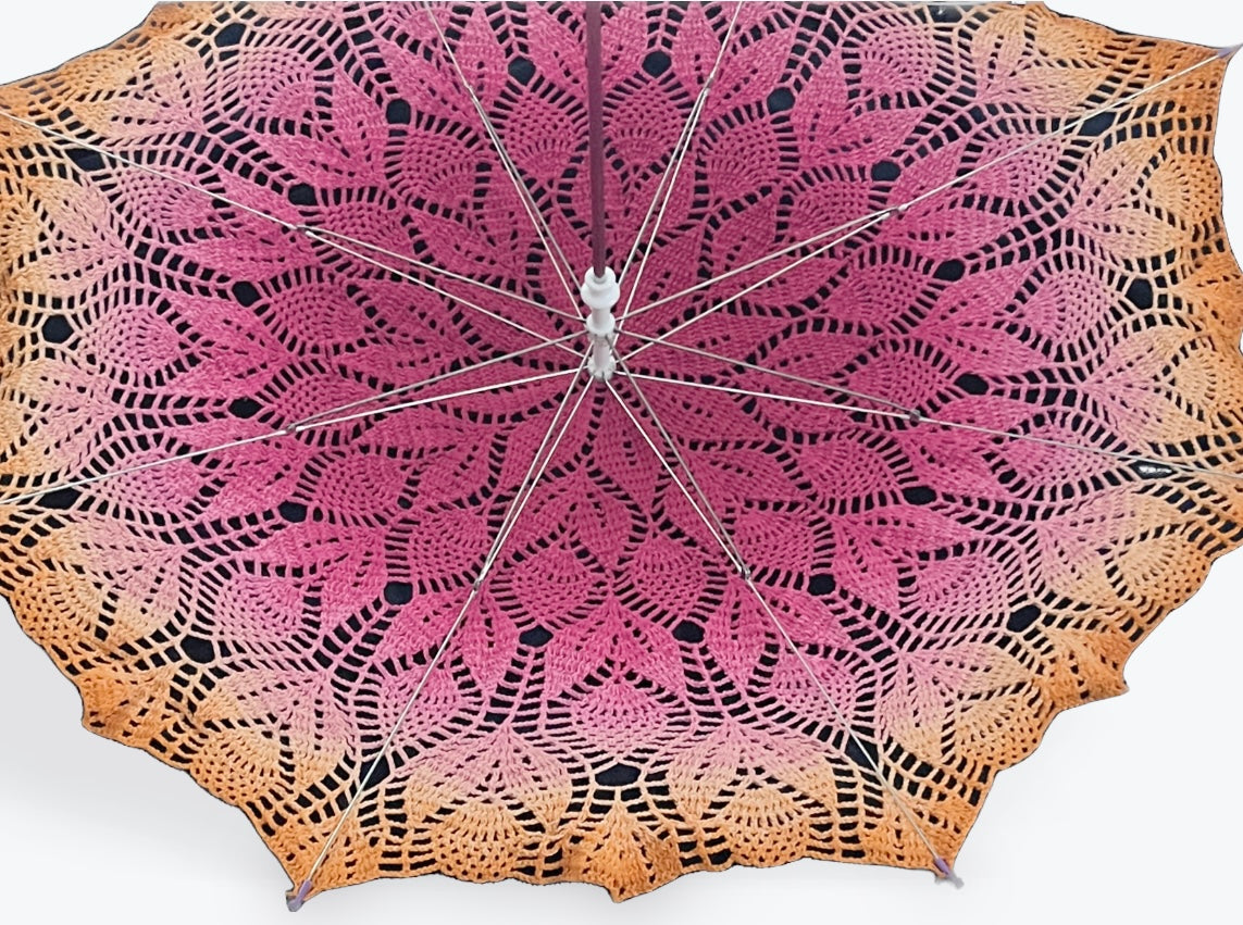 Lesbian Pride Flag 30” Parasol in Leaves & Pineapples Pattern