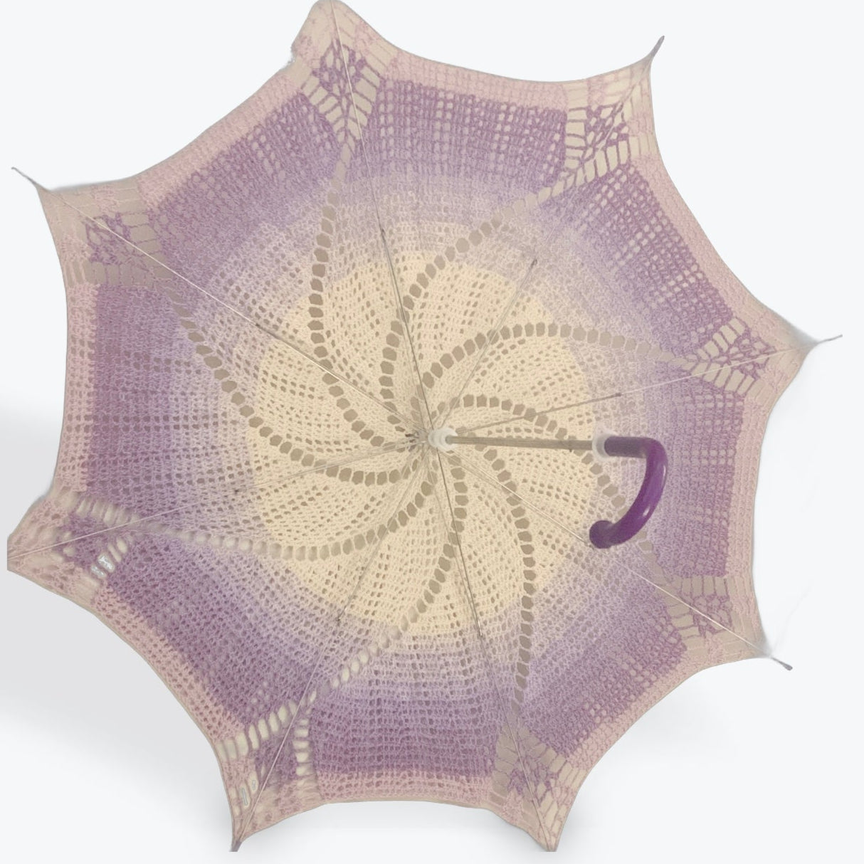 Purple and Cream 30" Parasol - High Coverage pattern OOAK