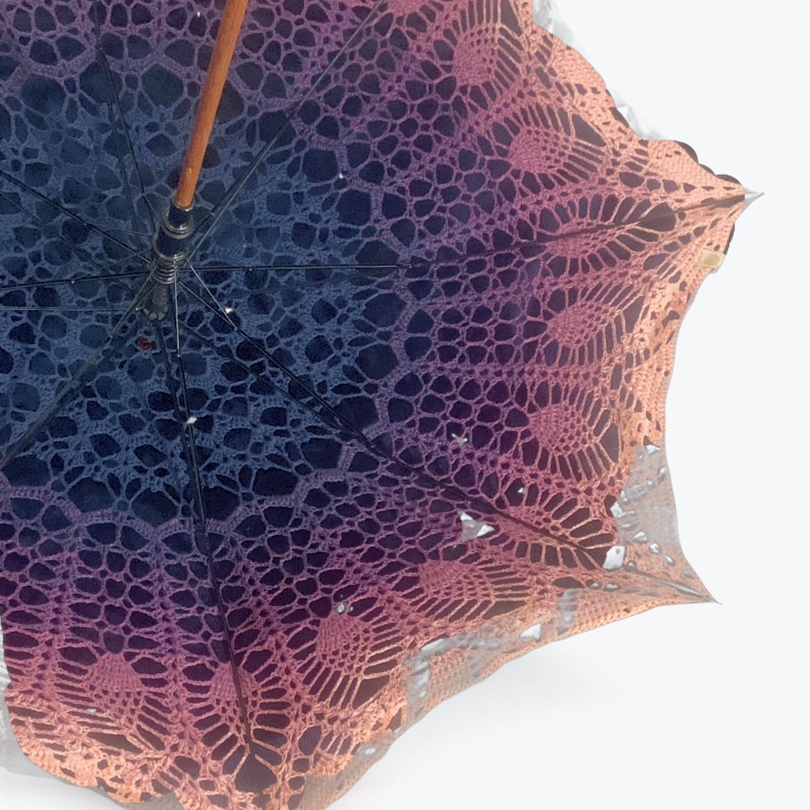 Jewel Tones: Navy Mauve Peach 48" Beaded Parasol