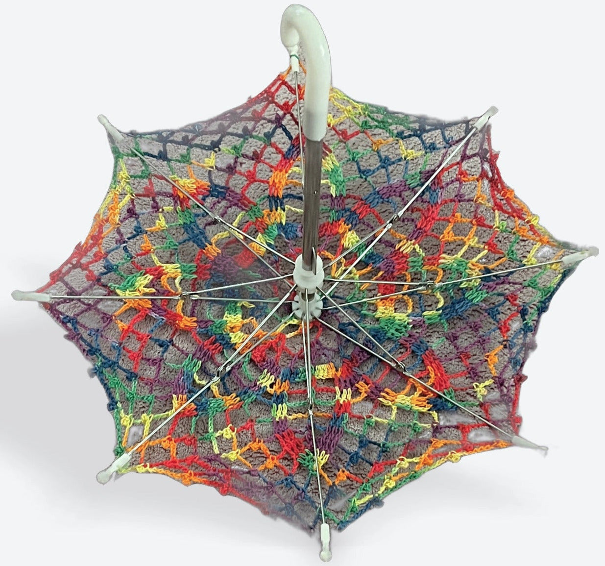 Gay Pride Rainbow Flag 12" Parasol with Daisy Pattern