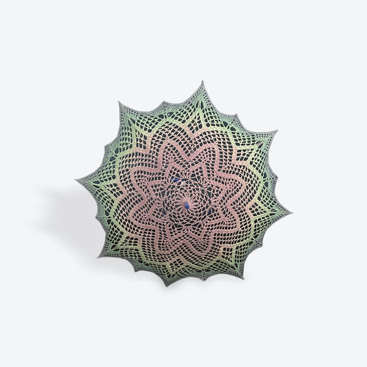 Pink, Teal, and Blue 30" Parasol - Stars & Picots pattern