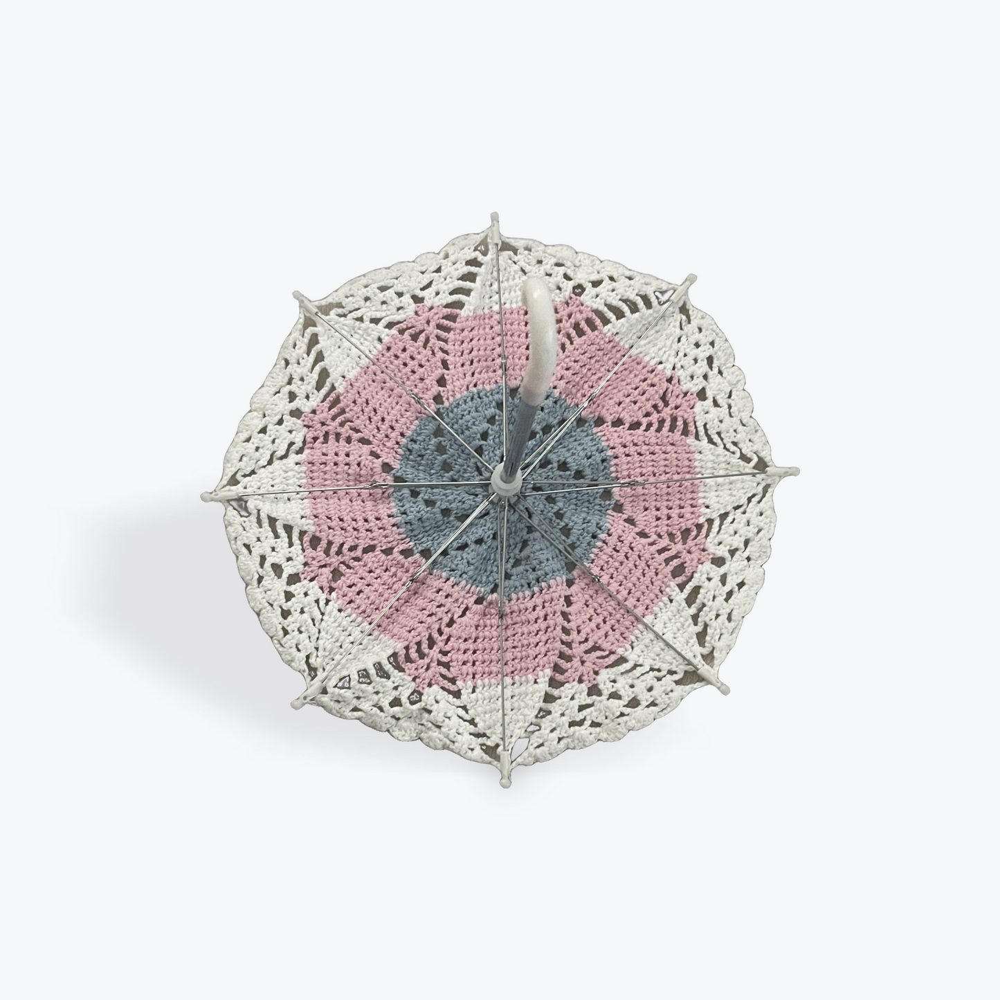 Blue Pink White 12" Parasol - Starburst pattern