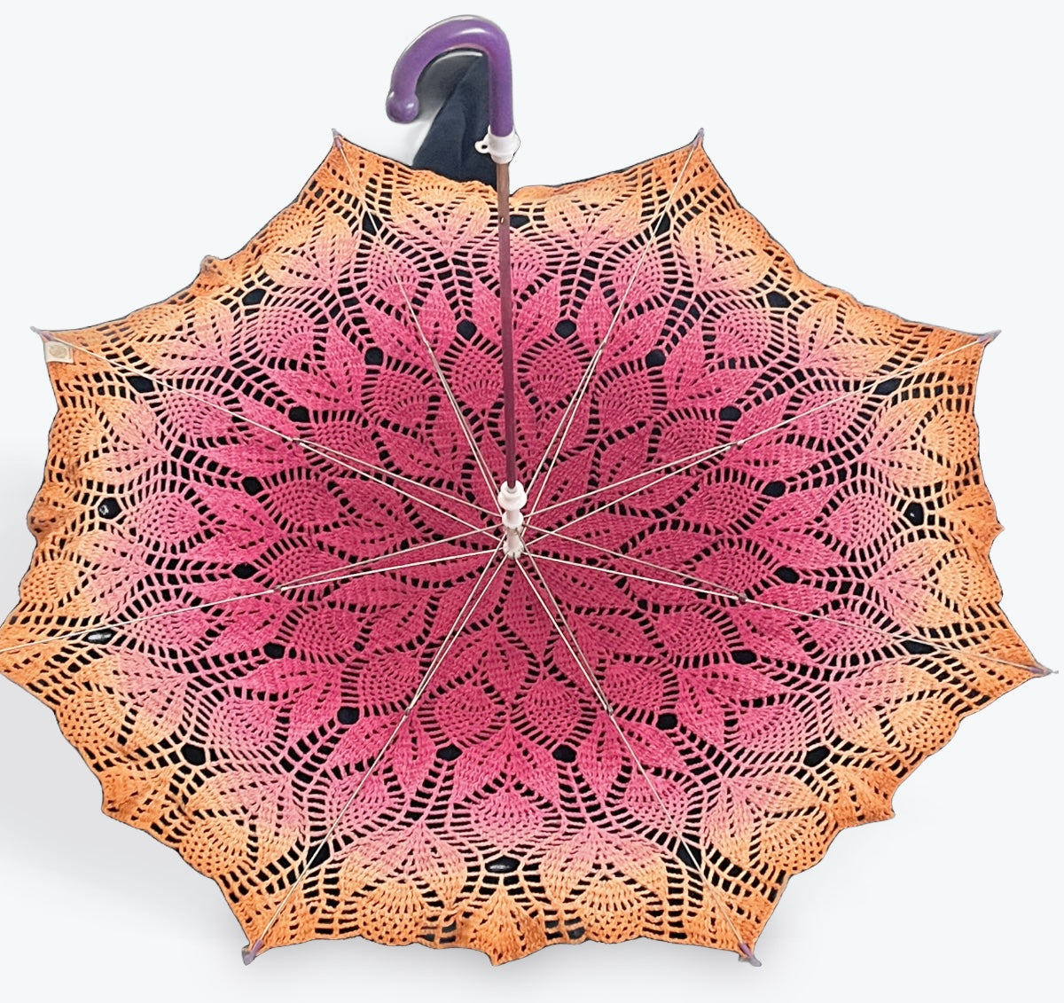 Lesbian Pride Flag 30” Parasol in Leaves & Pineapples Pattern