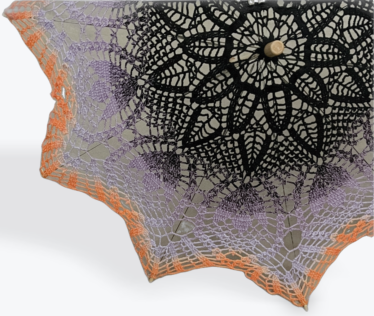 Black Purple Orange Gradient 33" Parasol - All Flowers Pattern