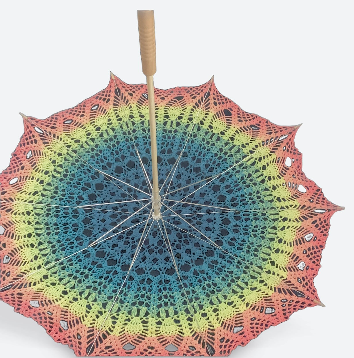 Neon Teal, Yellow and Orange 33" Parasol - OOAK