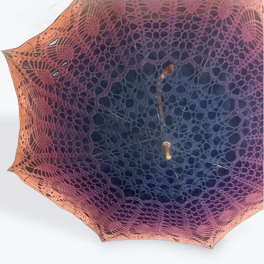 Jewel Tones: Navy Mauve Peach 48" Beaded Parasol