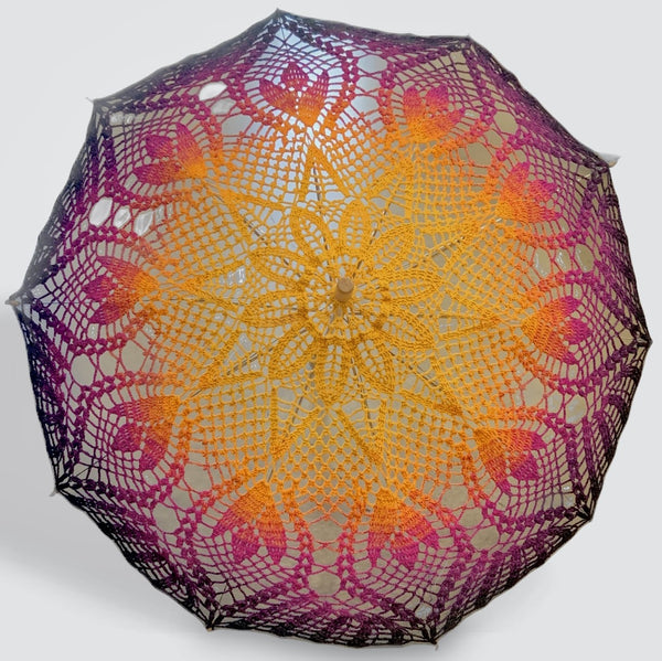 All Flowers, Yellow to Pink to Black Gradient 33" Parasol
