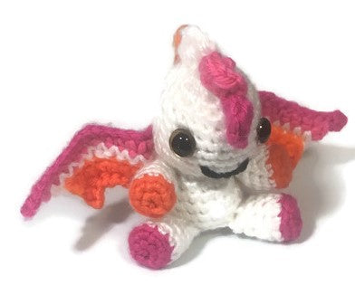 Lesbian Pride Flag Mini Dragon Amigurumi - Handmade Crochet - Stitchy Frood