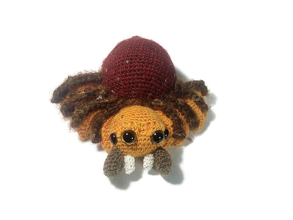 Red, Orange, & Brown Spider Amigurumi with Fangs and Pedipalps - Stitchy Frood