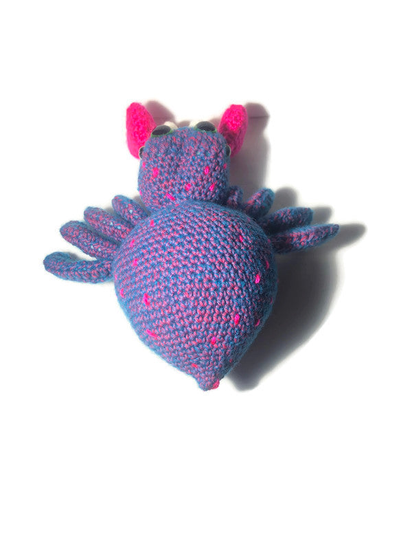 Purple, Pink, & Blue Spider with Fangs and Pedipalps - Bi Pride Flag Amigurumi - Stitchy Frood