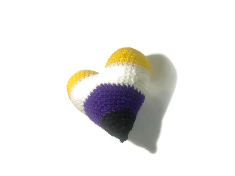 Enby (Non Binary) Pride Crochet Heart - Stitchy Frood