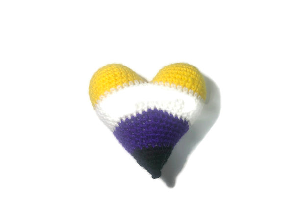 Enby (Non Binary) Pride Crochet Heart - Stitchy Frood