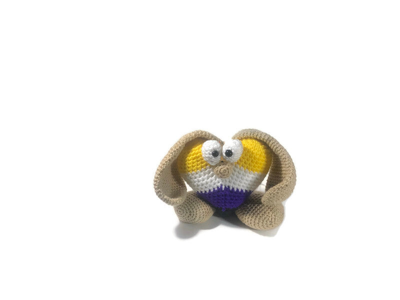 Non Binary Pride Hoppy Valentine Amigurumi for your special Enby Valentine's Day 2022 - Stitchy Frood