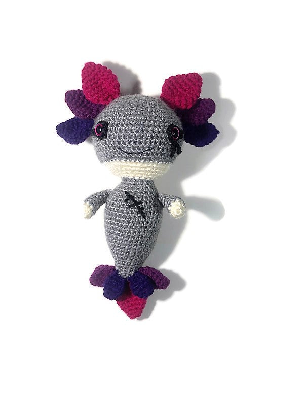 Purple Gotholotl, the Goth Axolotl Amigurumi - Stitchy Frood