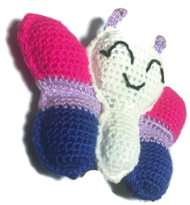 Bi Pride Butterfly - Handmade Crochet Amigurumi - Bisexual Pride - Stitchy Frood