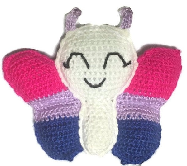 Bi Pride Butterfly - Handmade Crochet Amigurumi - Bisexual Pride - Stitchy Frood