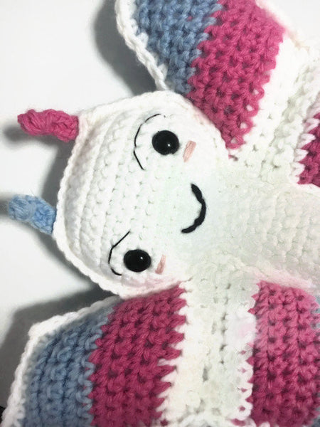 Trans Butterfly - Handmade Crochet Amigurumi - Transgender Pride - Stitchy Frood
