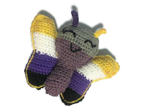 Enby Pride Flag Butterfly - Handmade Amigurumi - Stitchy Frood