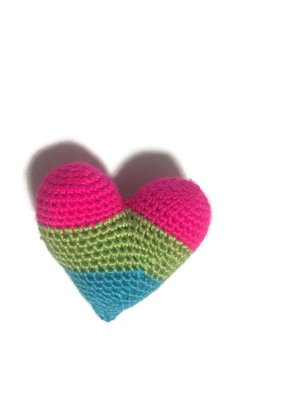 Polysexual Pride Crochet Valentine Heart - Stitchy Frood